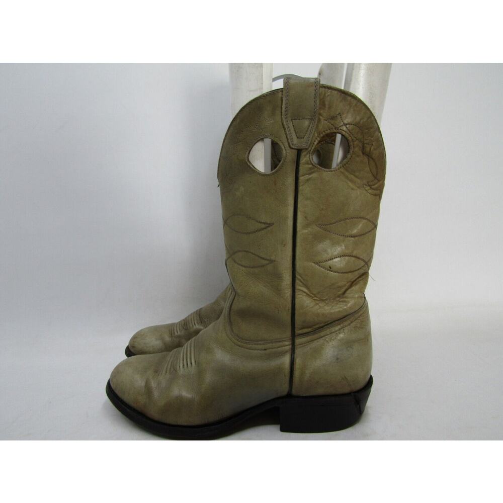 Boulet Mens Size 8 EEE Beige All Leather Buckaroo Western Cowboy Boots